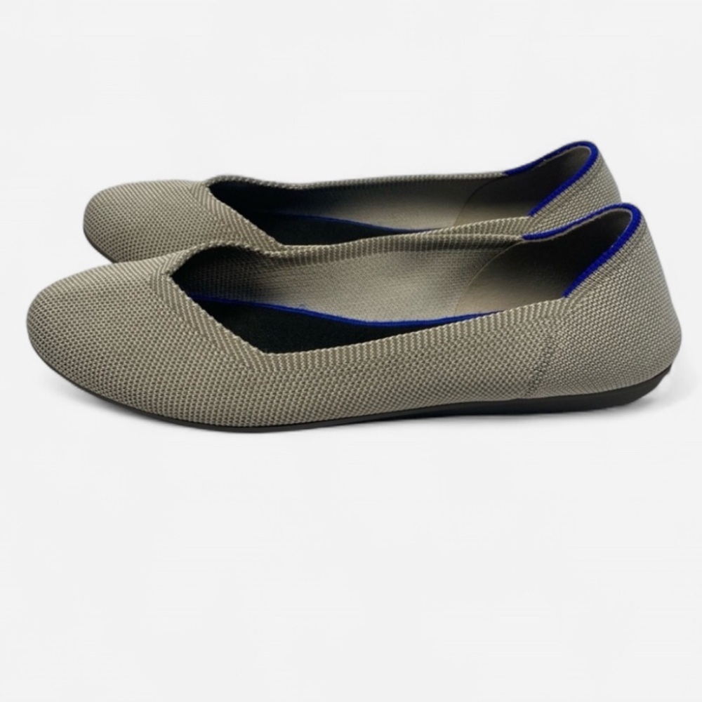 Rothy’s Flax Birdseye Round Toe Flats 8.5 Gray Neutral Sustainable Luxe - Picture 2 of 8